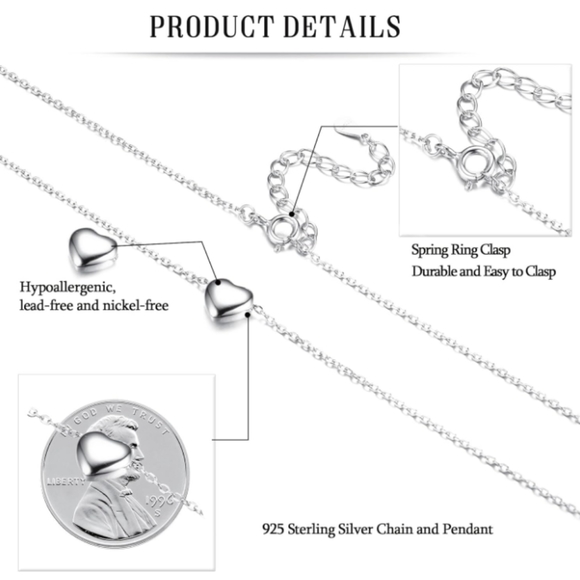 NEW 925 Sterling Silver Heart Necklace - Picture 4 of 4